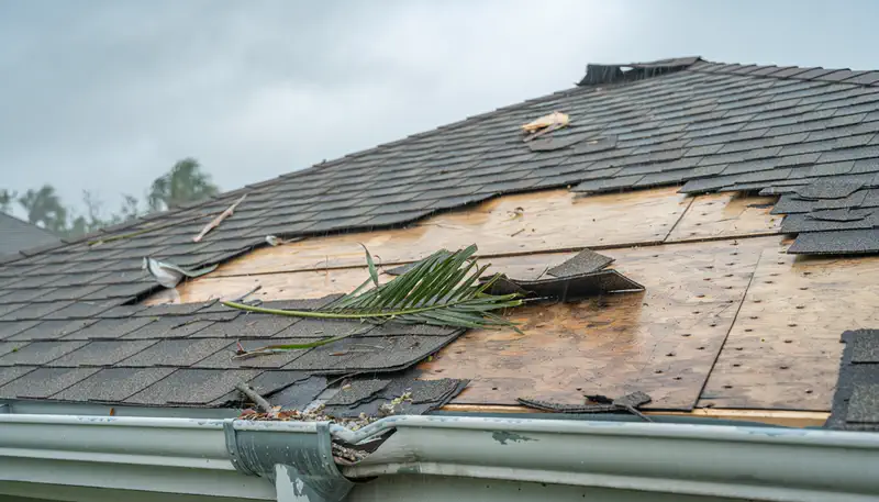 Worn and damaged shingles identified during a Sarasota roof inspection