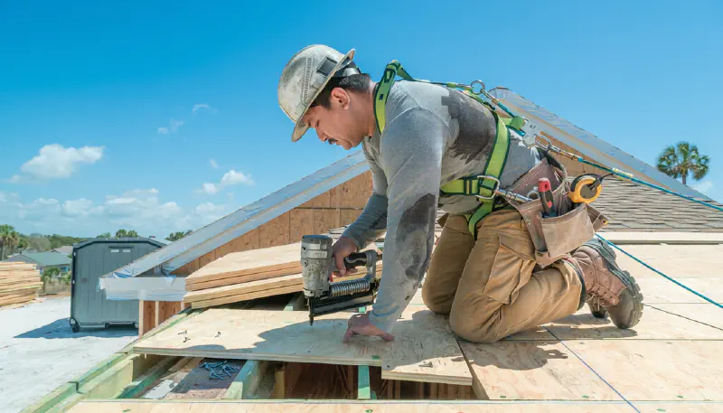 Roof deck installation with underlayment in Sarasota, FL
